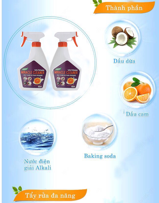 Chai xịt vệ sinh giày dép Votemm Miracle Hàn Quốc (600ml) loại bỏ vết bẩn, vết ố trên giày dép hiệu quả