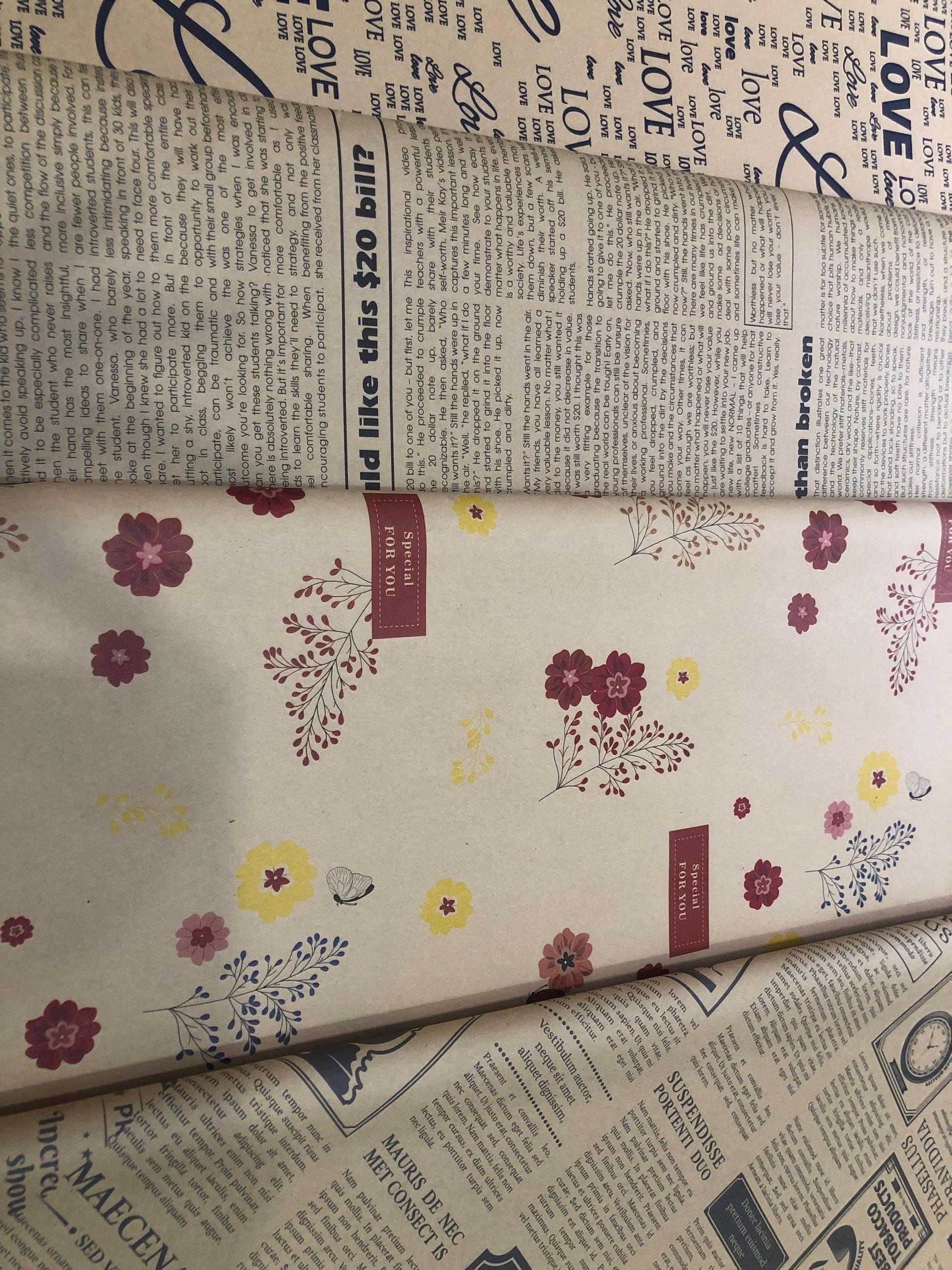 Giấy báo gói quà cỡ lớn bọc hàng bọc quà gói hoa vintage họa tiết tờ báo cũ cổ điển 50x70cm