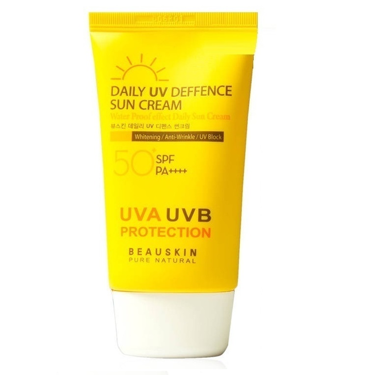 Kem chống nắng lâu trôi siêu mỏng DAILY UV DEFENSE SUN CREAM Beauskin Hàn quốc (50ml) kèm 1 bông tẩy trang