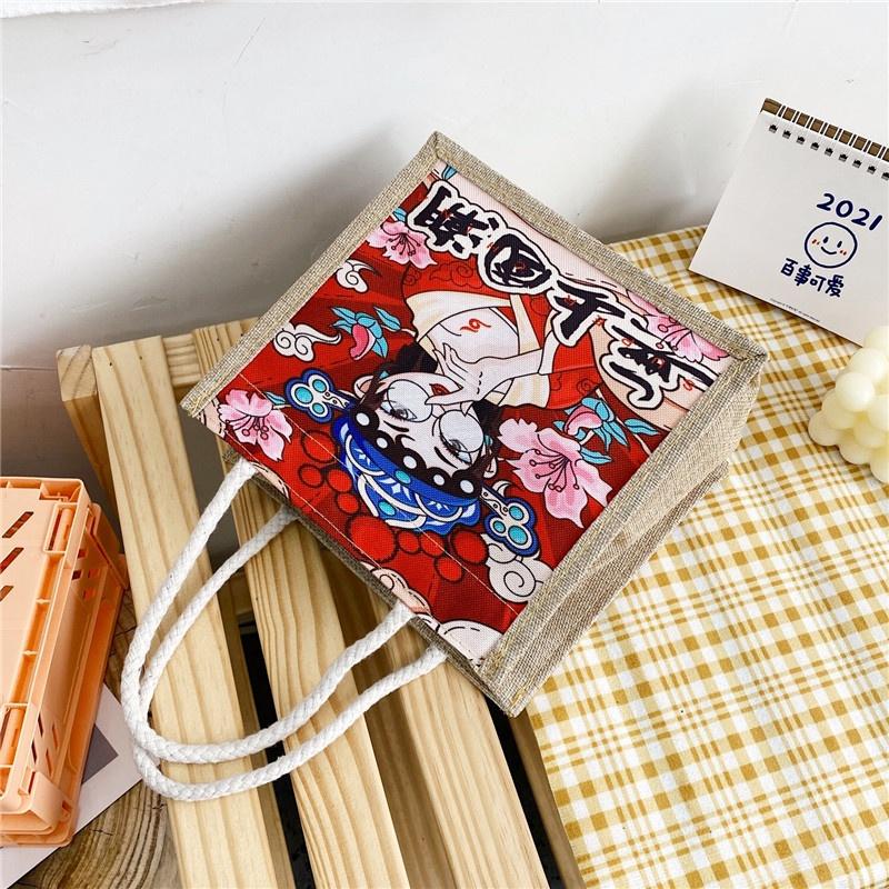 Túi Xách Tay Nữ Vải Bố In Hình Dễ Thương