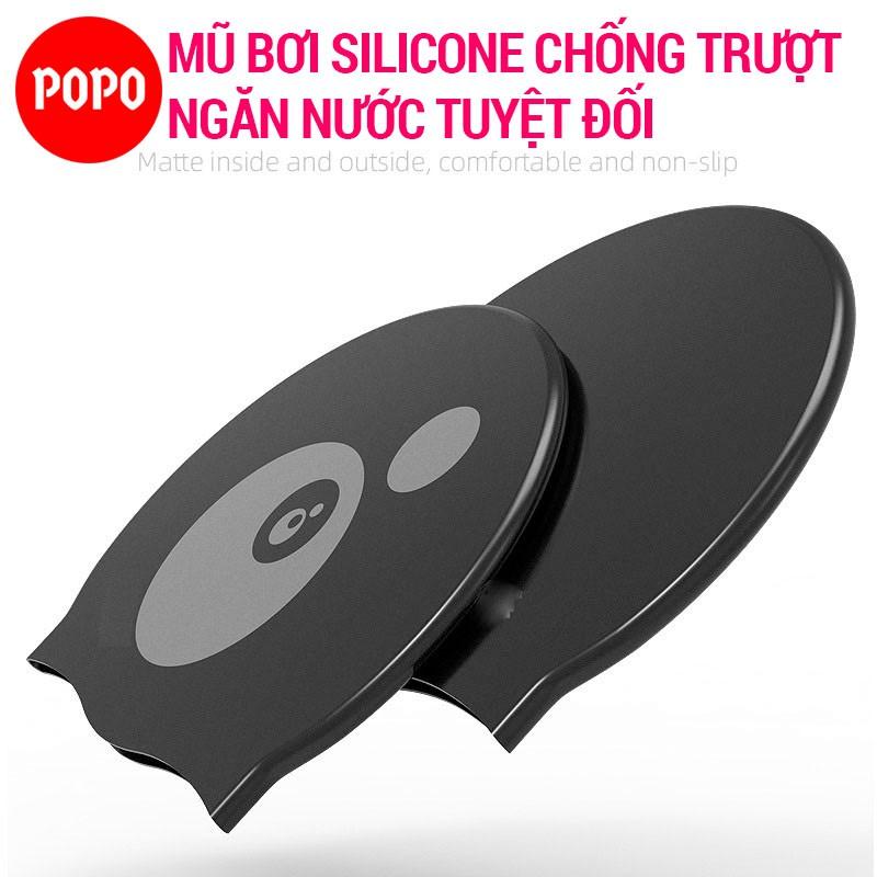 Mũ bơi silicone POPO nón bơi người lớn cho nam nữ, cho bé, trẻ em trên 6 tuổi chất liệu an toàn