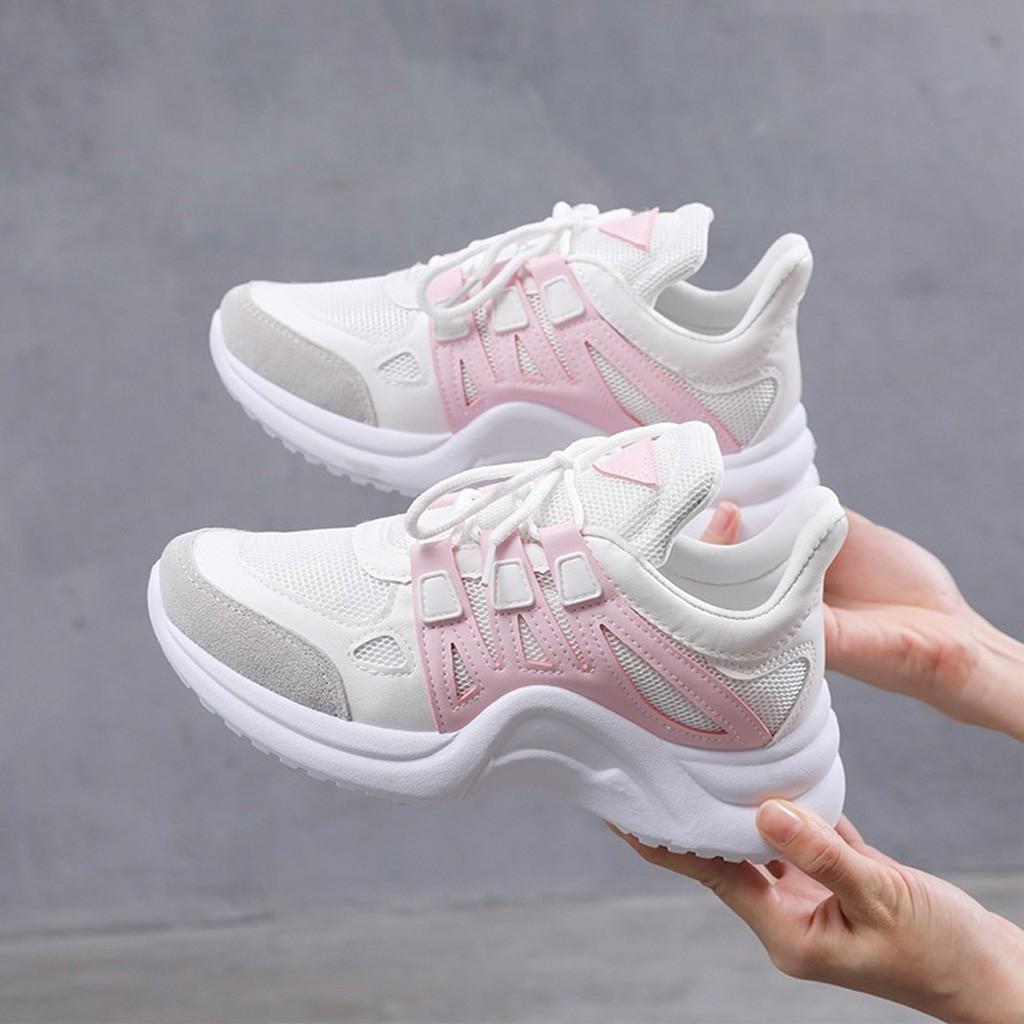 Giày Sneaker Nữ BUXINO18 Giày Thể Thao Nữ Độn Đế 6cm Ulzzang Cột Dây Trắng Đen Chạy Bộ Đi Học Đi Chơi Size Từ 36 Đến 39