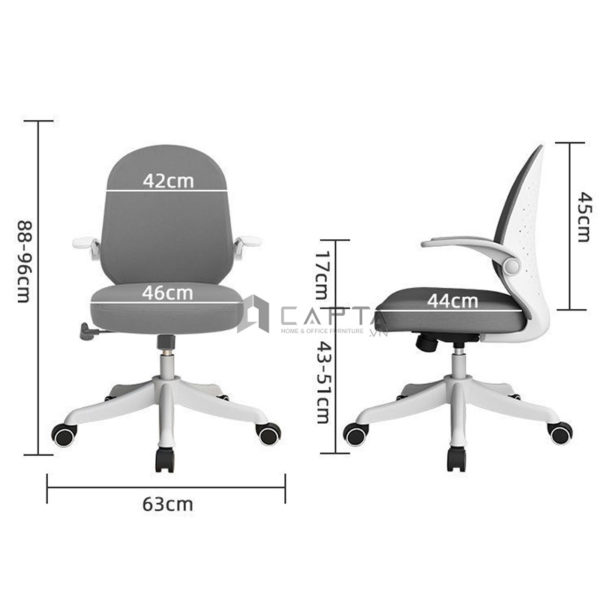 Ghế học sinh cấp 1 cấp 2 cấp 3 màu xanh CE1016-M Nội thất Capta Ghế học sinh học bài lưng nệm lưới khung nhựa PP có bánh xe tại HCM