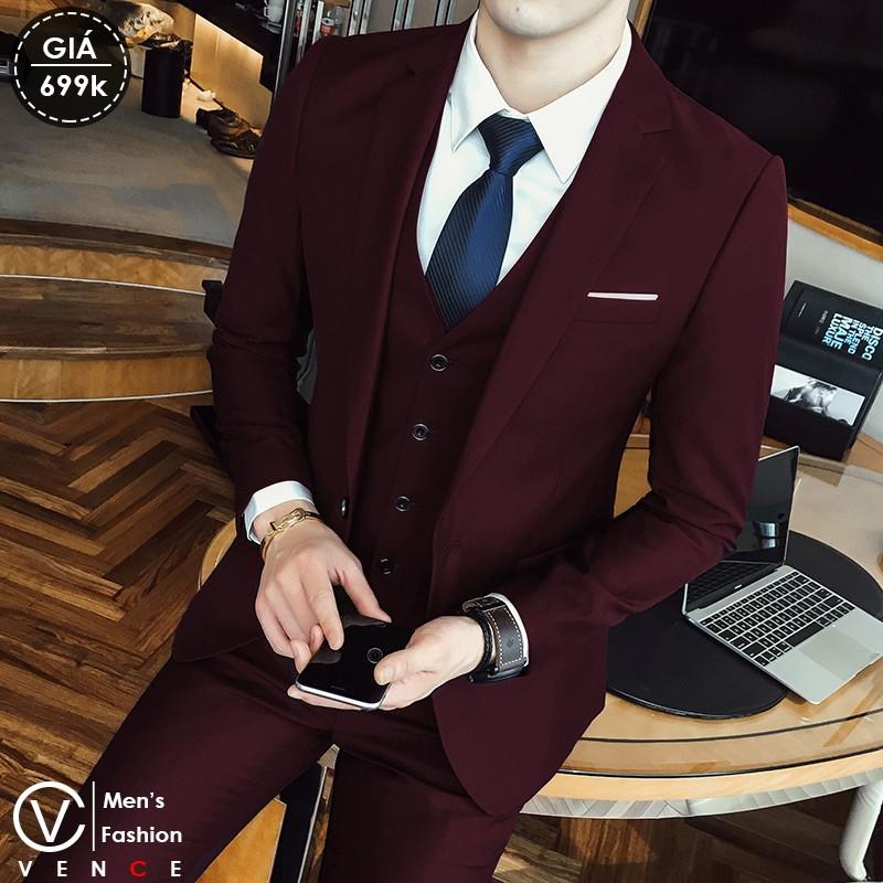 Bộ Vest nam form ôm body chất vải dày mịn co giãn nhẹ. Suit Nam Cao Cấp - TIANO STORE