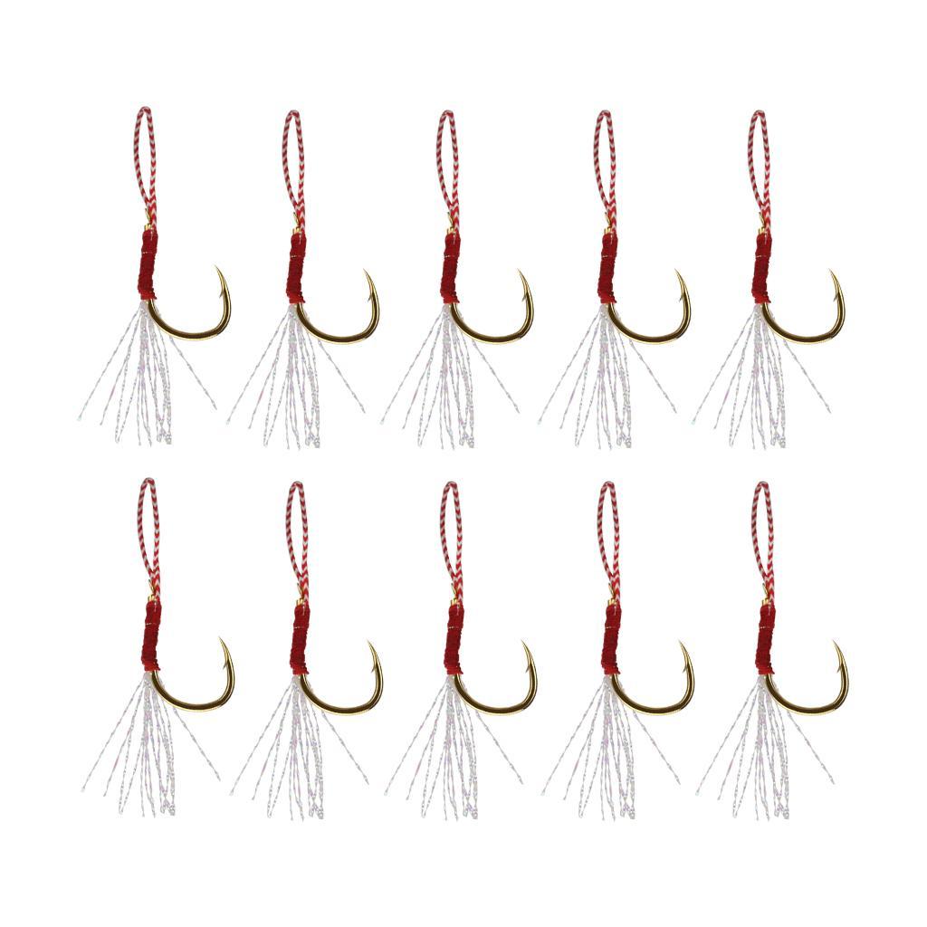 30pcs Fishing Assist Jig Hook Live Baits Hooks With Braid Lines 12/14/16#