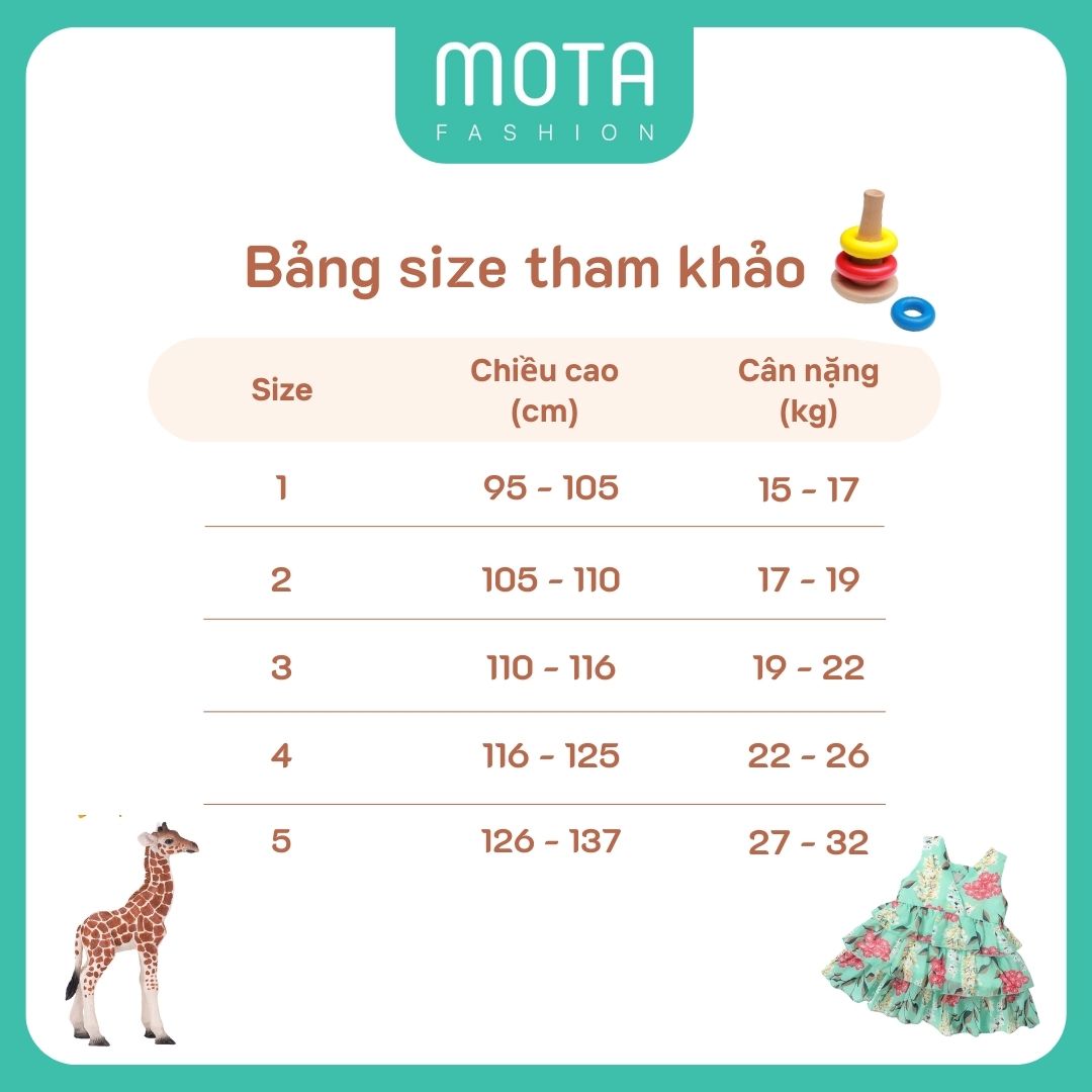 Hình ảnh [A88NAU - Mota Fashion] Váy hè dáng bí ngô nâu cho bé gái đủ size từ 15-32kg Mota Fashion 