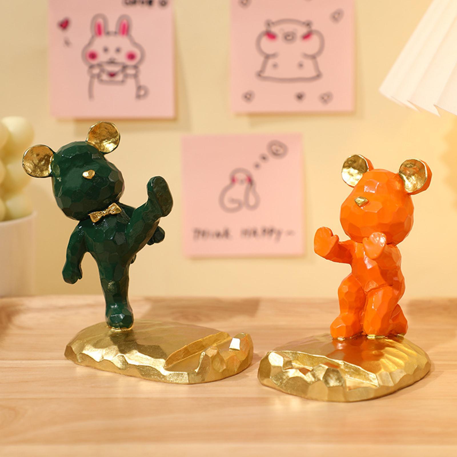 Unique Bear Sculpture Mobile Phone Stand Toys for Desk Decorations Smartphone Car