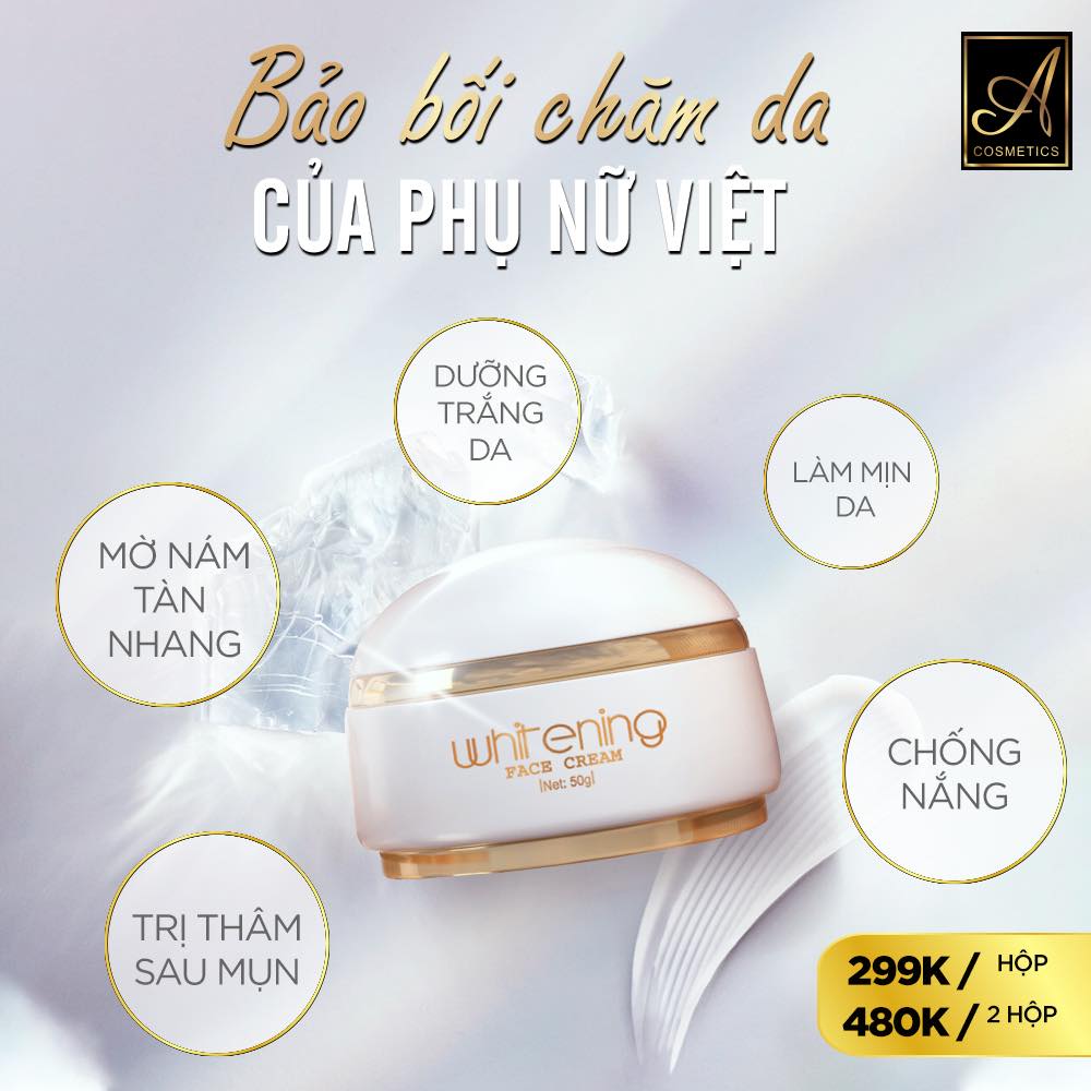 Kem Face Pháp Acosmetics - Kem dưỡng trắng da mặt - 20g - Giúp ngăn ngừa mụn, thâm nám tàn nhang,Hiệu quả chỉ sau 1 tuần