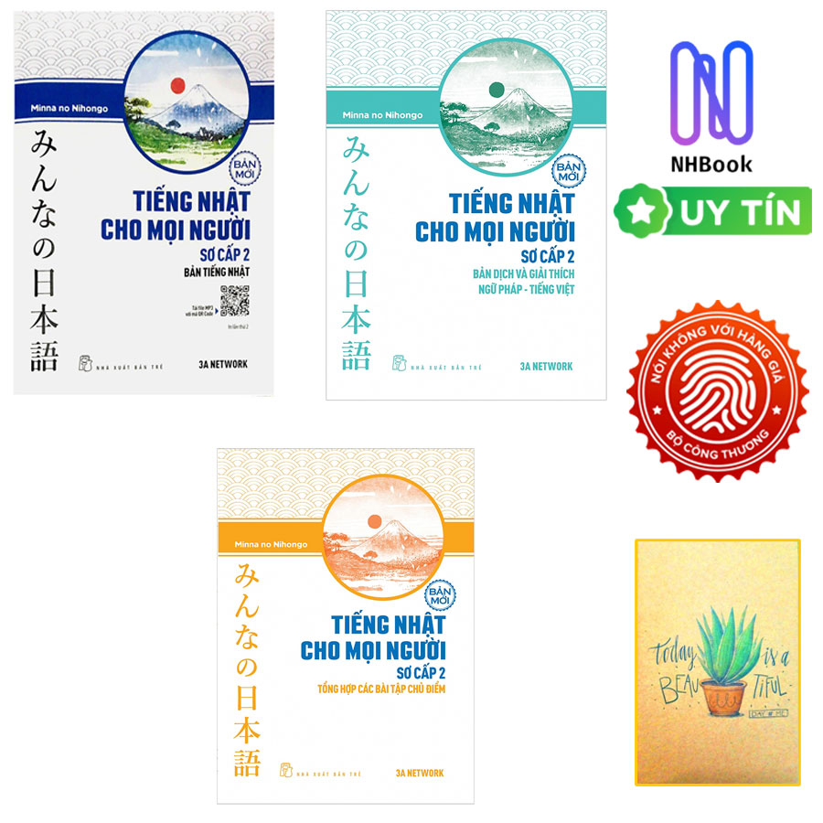 Combo 3 Cuốn Minna no Nihongo Sơ Cấp 2 Tiếng Nhật Cho Mọi Người: Bản Tiếng Nhật + Bản Dịch Và Giải Thích Ngữ Pháp - Tiếng Việt + Tổng Hợp Các Bài Tập Chủ Điểm