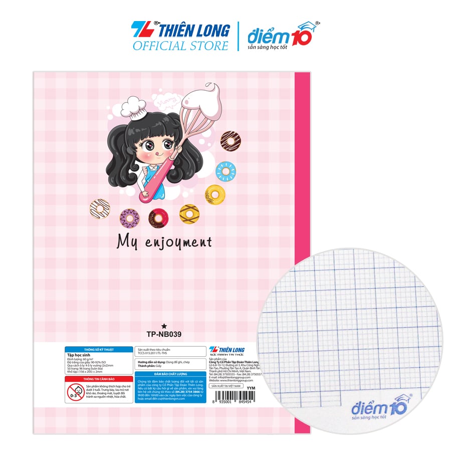 Tập học sinh 96 trang 4 ô ly vuông 60 gsm Điểm 10 TP-NB039