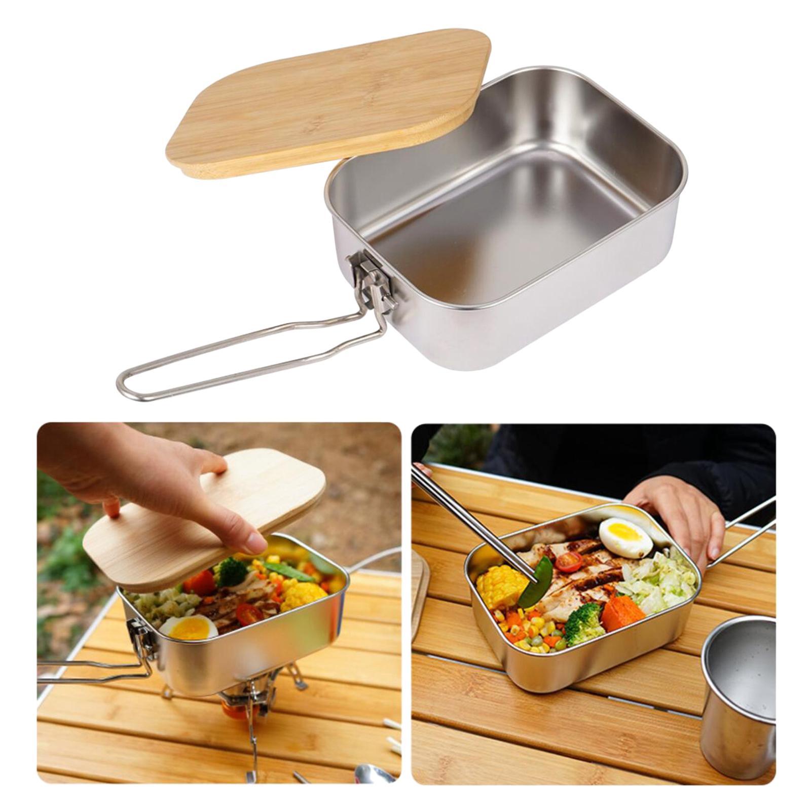 Lunch Box Bento Food Container Handle Lid for Kids Men Women Stainless Steel