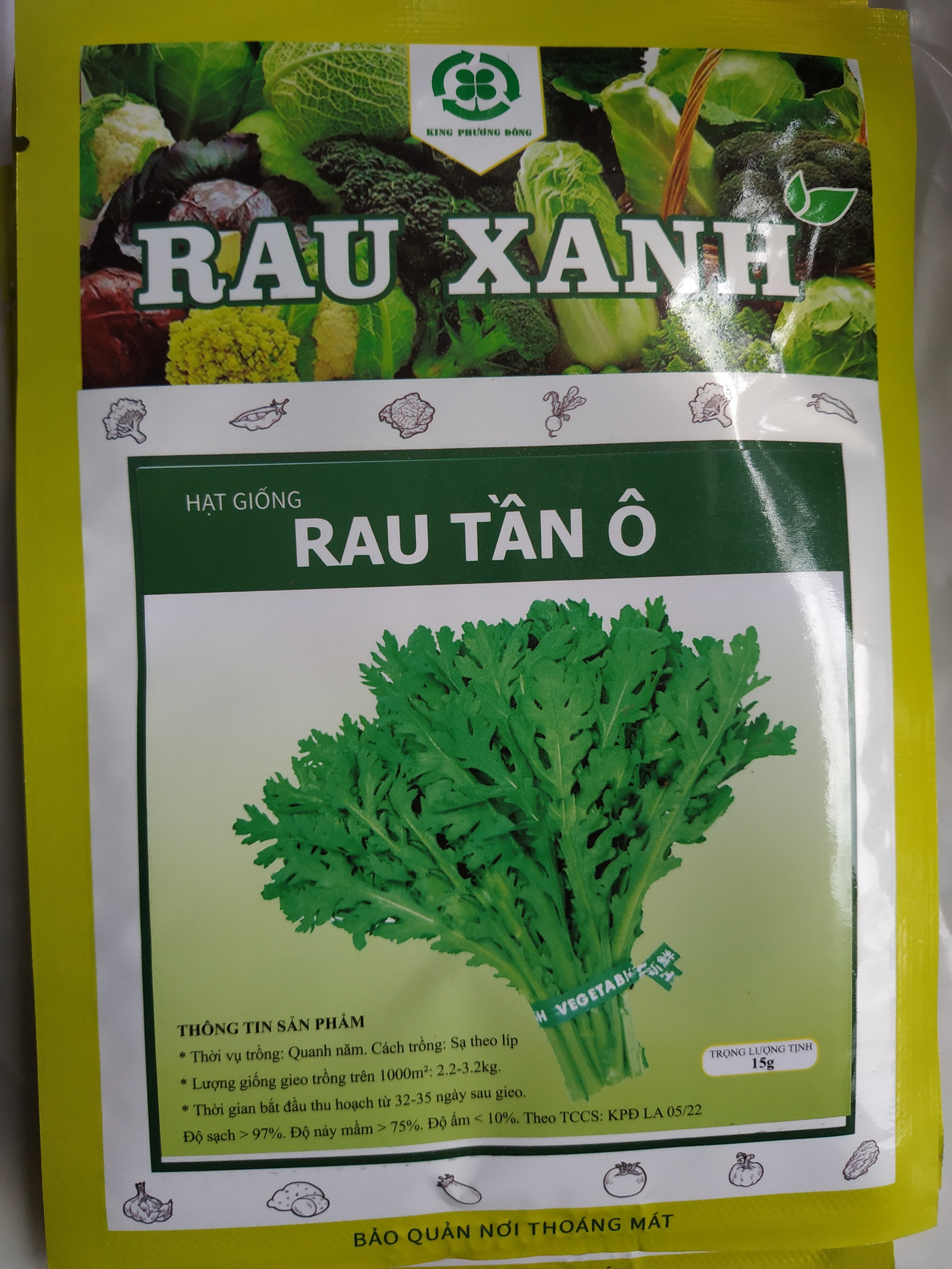 Combo 5 gói Hạt giống RAU TẦN Ô - gói 15 gram