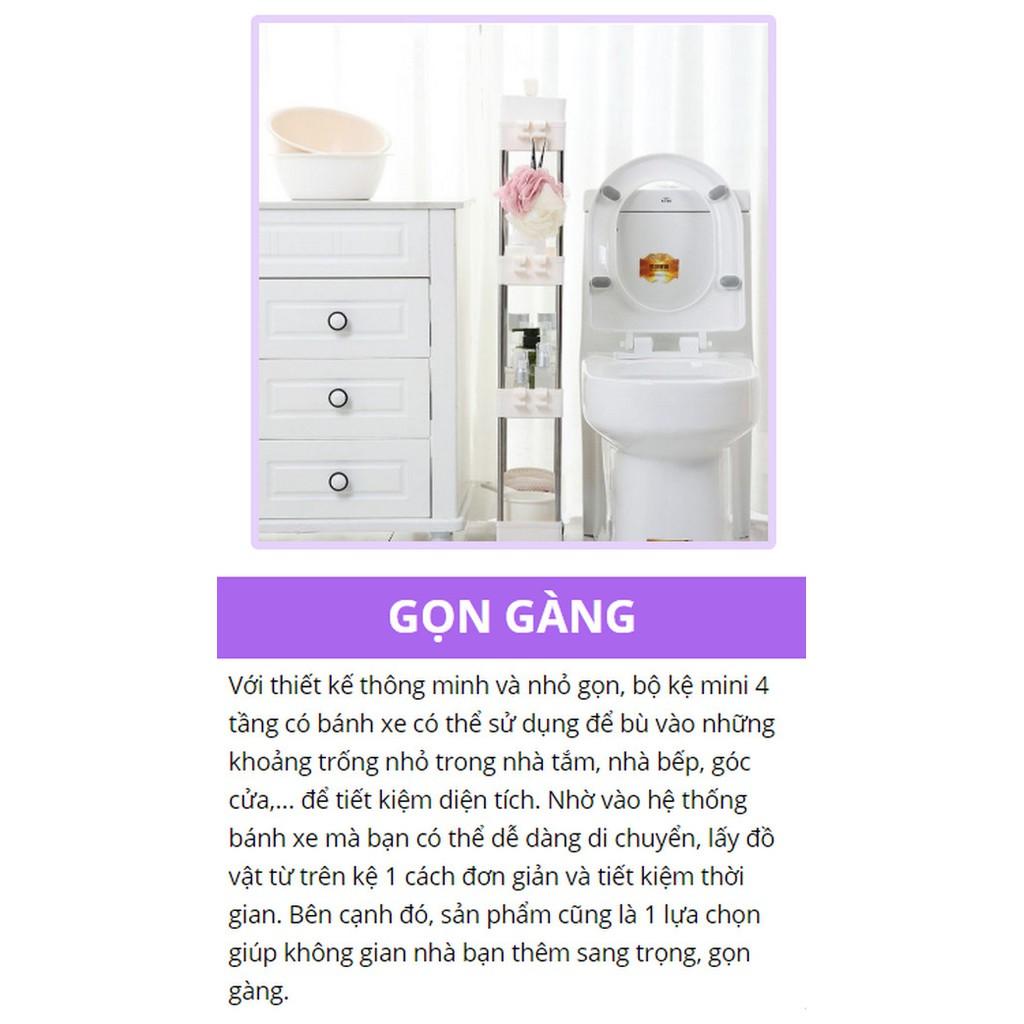 KỆ MINI 4 TẦNG CÓ BÁNH XE