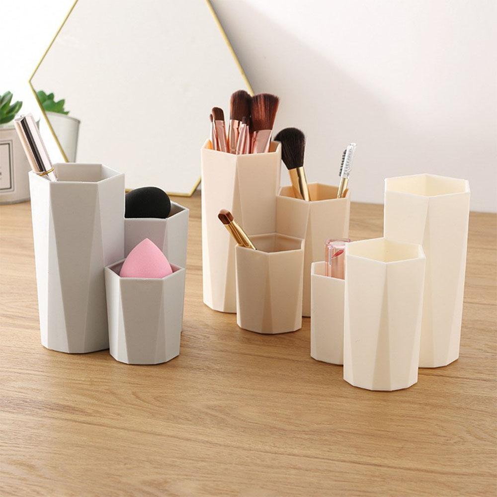 Set 3 Hộp Đựng Cọ Trang Diểm Bút Chì Hình Lục Giác Dính Liền
