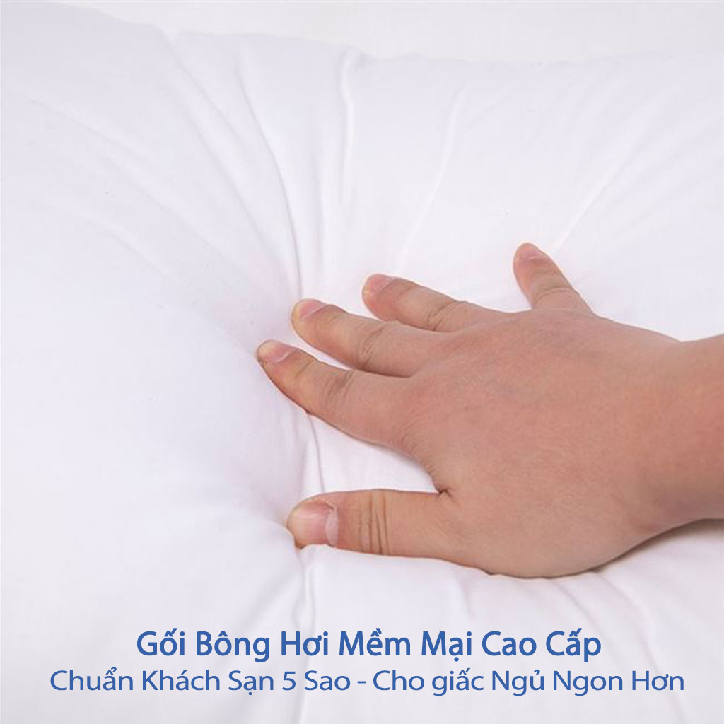 Gối Bông Hơi Cao Cấp Gối Hơi Nằm Ngủ Mềm Mại Kê Chống Mỏi Cổ Ruột Gối Bông Gòn Tư Nhiên Cao Cấp Cho Người Lớn 50x70 và 40x60