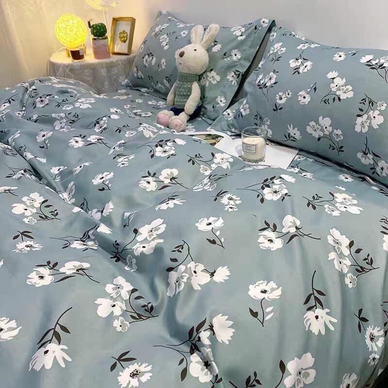 Bộ chăn ga gối Cotton Poly M2T bedding chăn ga Hàn Quốc hoa giấy đủ size miễn phí bo chun