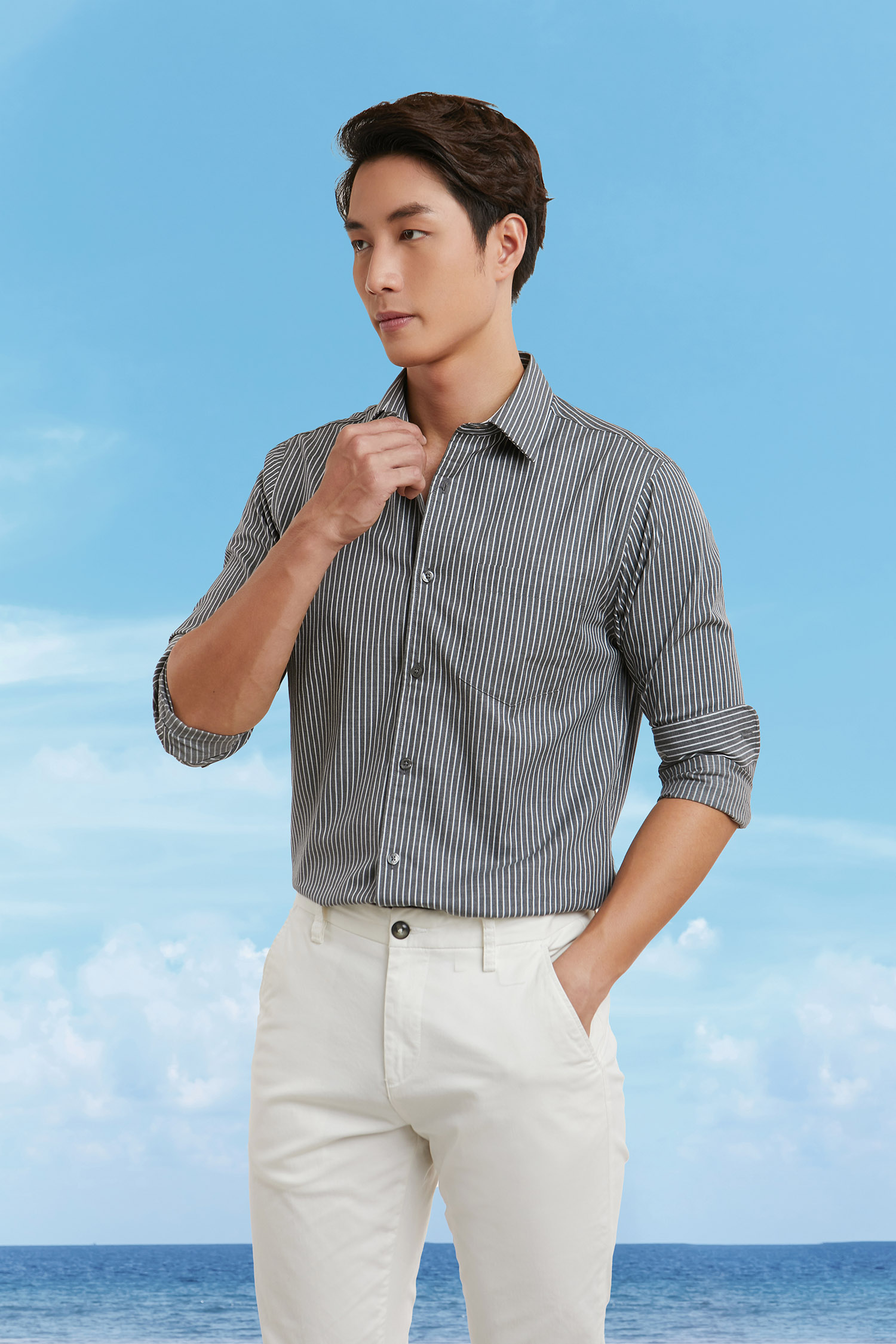 Áo Sơ Mi Sọc Tay Dài Ninomaxx Sơ Mi Phong Cách N&amp;M 2101082 - S