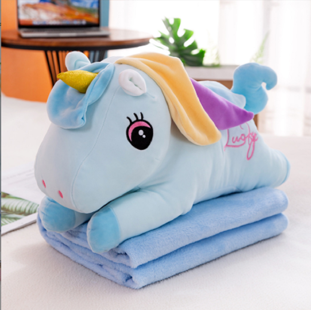 Bộ Chăn mền Kỳ Lân bờm dài 3 màu lovely thú bông kèm chăn Size lớn 60