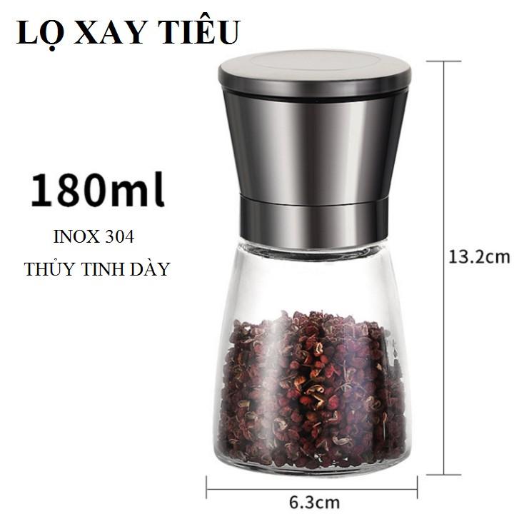 Xay tiêu cầm tay chất liệu thủy tinh kích thước 7,5 *13cm