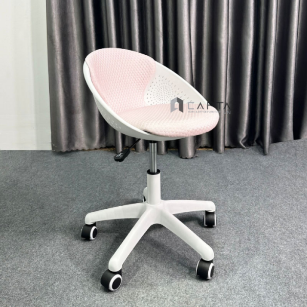 Ghế quầy giao dịch CB2298-2P Nội thất Capta Ghế kỹ thuật viên nệm vải khung nhựa chân xoay nhựa màu trắng có bánh xe