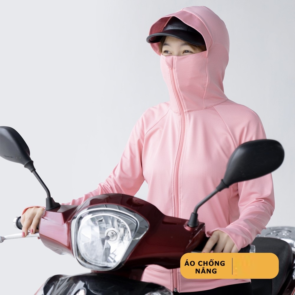Áo khoác nắng nữ che mặt chống tia UV vải dày dặn mát thoáng khí - màu sắc thời trang
