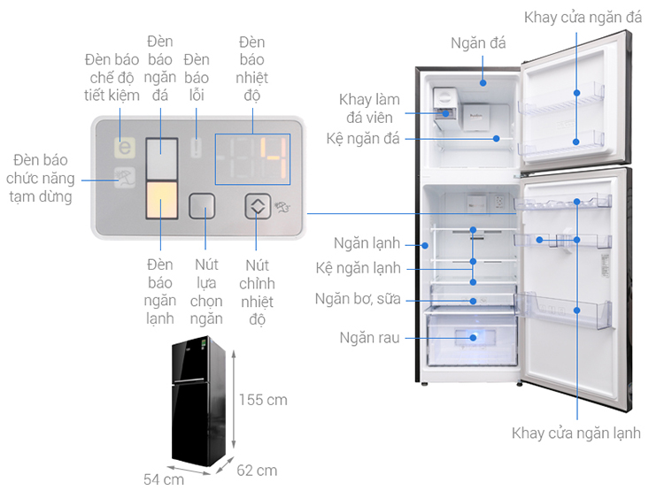 Tủ Lạnh Inverter Beko RDNT250I50VWB (221L) (Đen) - Hàng chính hãng