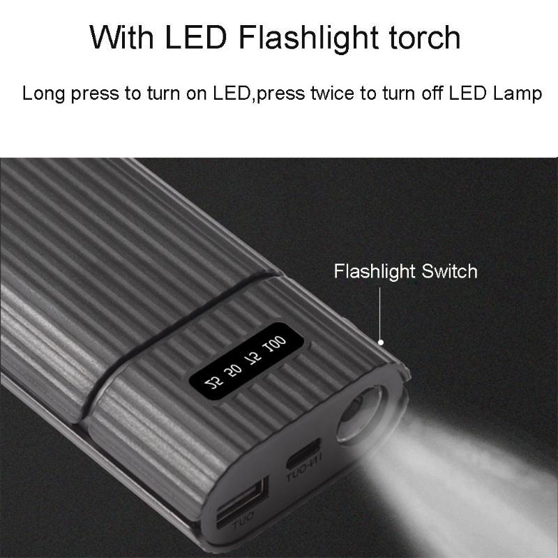 Vỏ sạc dự phòng dùng pin 2x 18650 21700 QC3.0 USB+Type C có thể dùng làm đèn LED