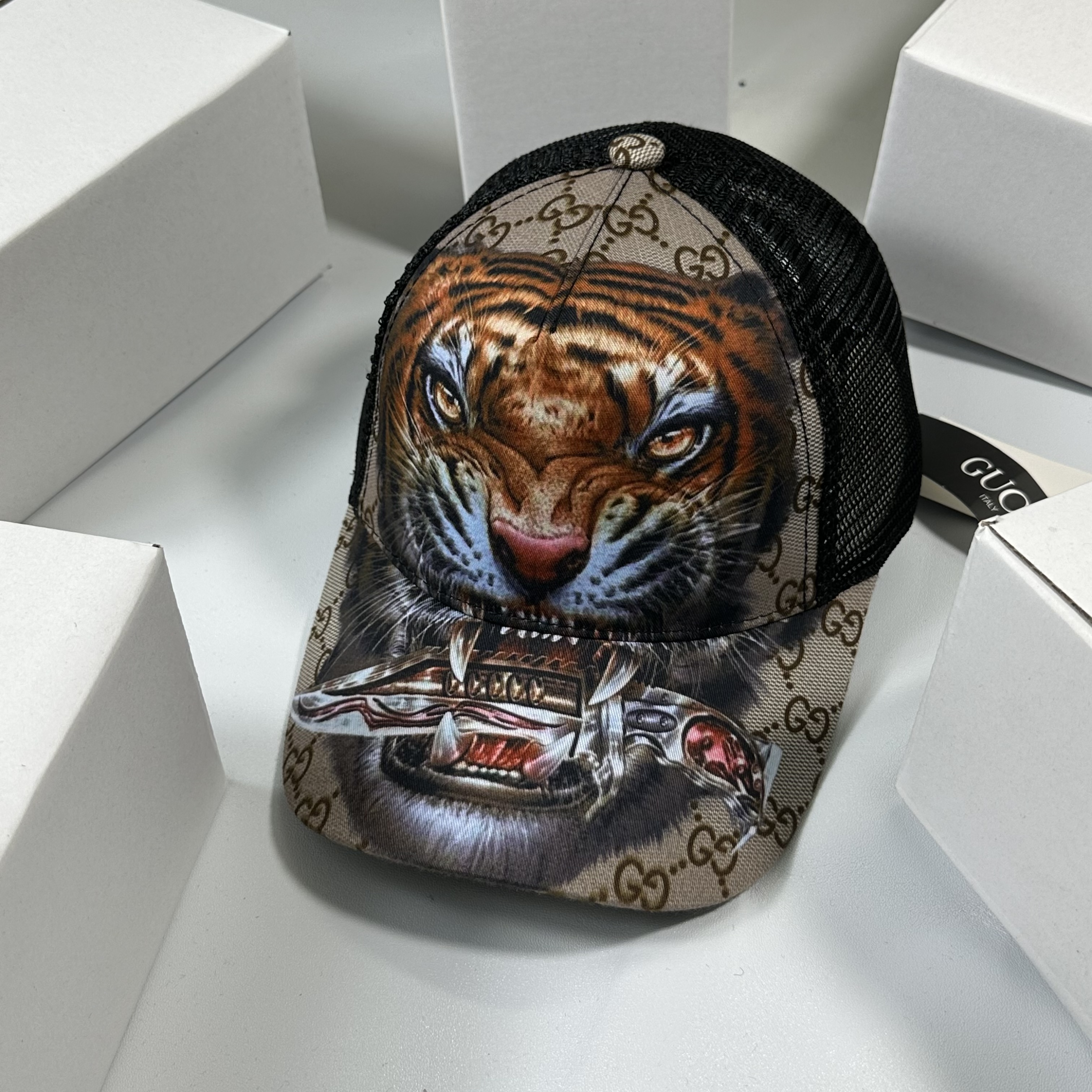 Mũ lưỡi trai, nón kết In 3D Đầu Hổ phối lưới