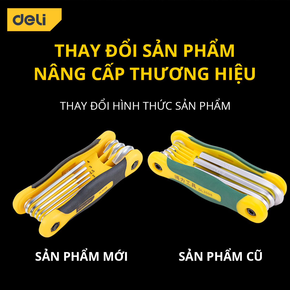 Bộ Lục Giác Gập 8 Chiếc Đầu Bằng Deli - Thiết Kế Nhỏ Gọn Tiện Dụng, Dễ Dàng Tháo Lắp Sửa Chữa DL3598