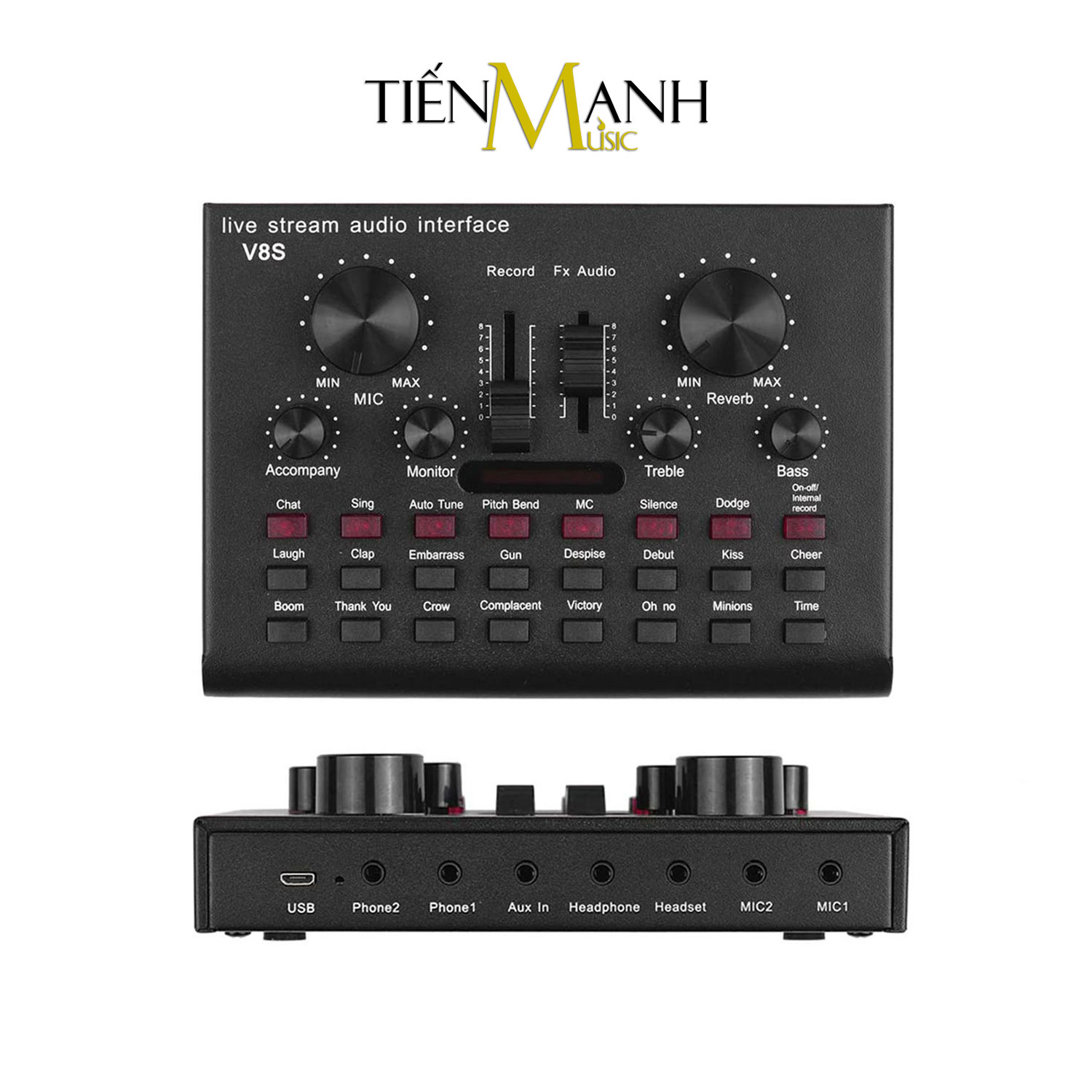 Sound Card Thu Âm Thanh, Livestream, Hát Karaoke Cuvave V8S - Bluetooth Pin Sạc USB Audio Interface Soundcard Auto Tune Hàng Chính Hãng - Kèm Móng Gẩy DreamMaker