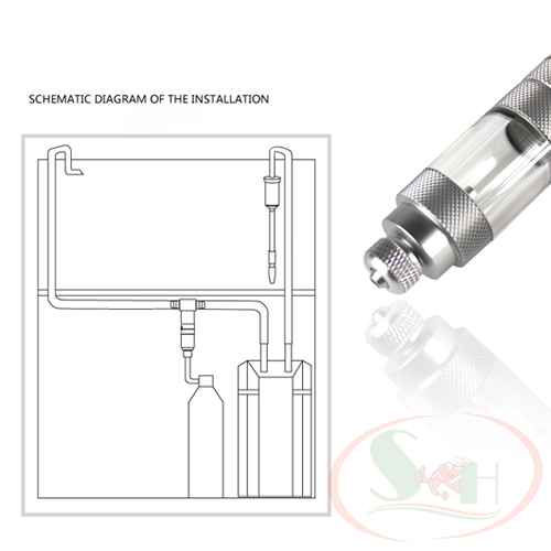 Trộn co2 chữ T Mufan phi 12, 16 mm gắn ngoài không giảm dòng hòa tan co2 bể thủy sinh