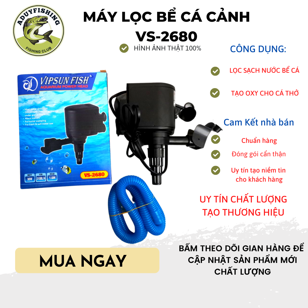 Máy bơm lọc nước hồ cá cảnh 30W VIPSUN VS-2680 bơm chìm VS2680
