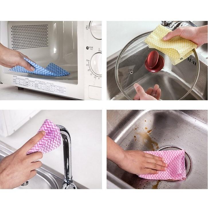 COMBO 3 Cuộn 50 khăn lau đa năng Homeeasy loại to - Khăn giấy vải siêu dai sử dụng nhiều lần, sạch v