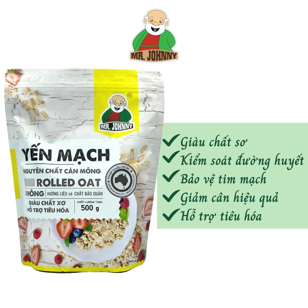 Yến Mạch Úc Cán Mỏng MR JOHNNY , Yến Mạch Giảm Cân An Toàn Chính Hãng - Túi 320g, 500g, 900g