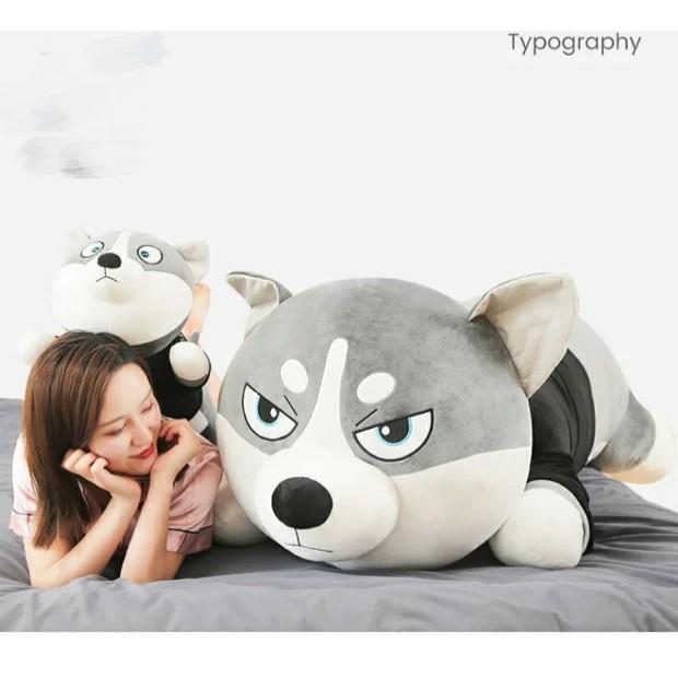 Gấu bông chó husky ngáo siêu to khổng lồ làm gối ôm quà tặng - gấu bông cao cấp size 1m -> 1m5