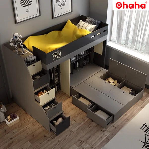 [Miễn phí giao hàng và lắp đặt tại TP.HCM] GIƯỜNG TẦNG THÔNG MINH ĐA NĂNG OHAHA - GTĐN003
