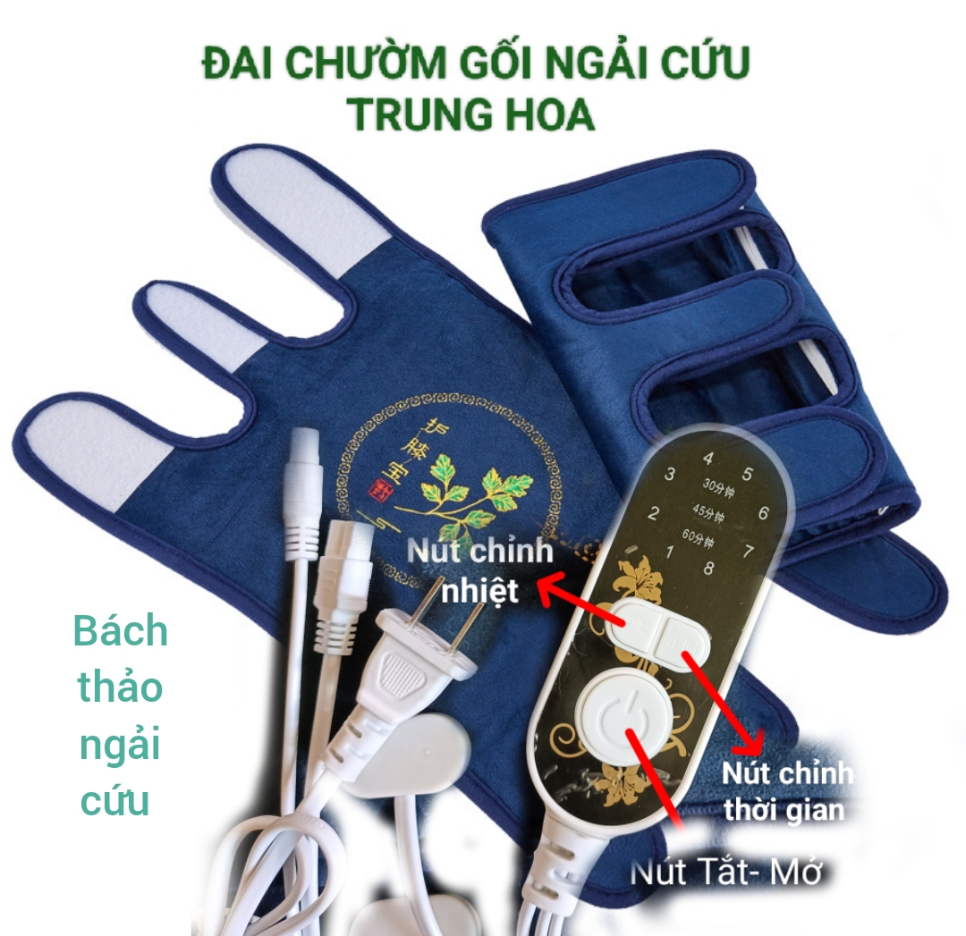 Set 2 Đai khớp gối ngải cứu chườm ấm đông y chính hãng - Cải thiện đau mỏi, tê bì chân tay, khô khớp, bảo vệ khớp gối