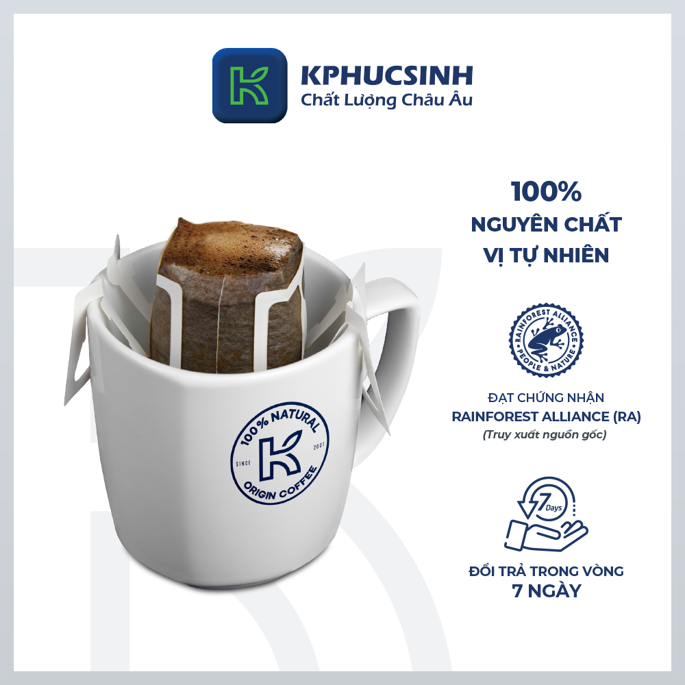 Cà phê phin giấy K Coffee 100% Robusta Arabica cà phê nguyên chất 50g