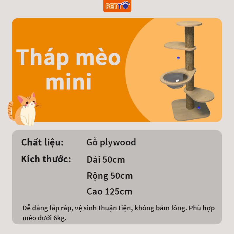 Trụ cào móng cho mèo NHIỀU TẦNG xinh xắn dễ di dời CT039