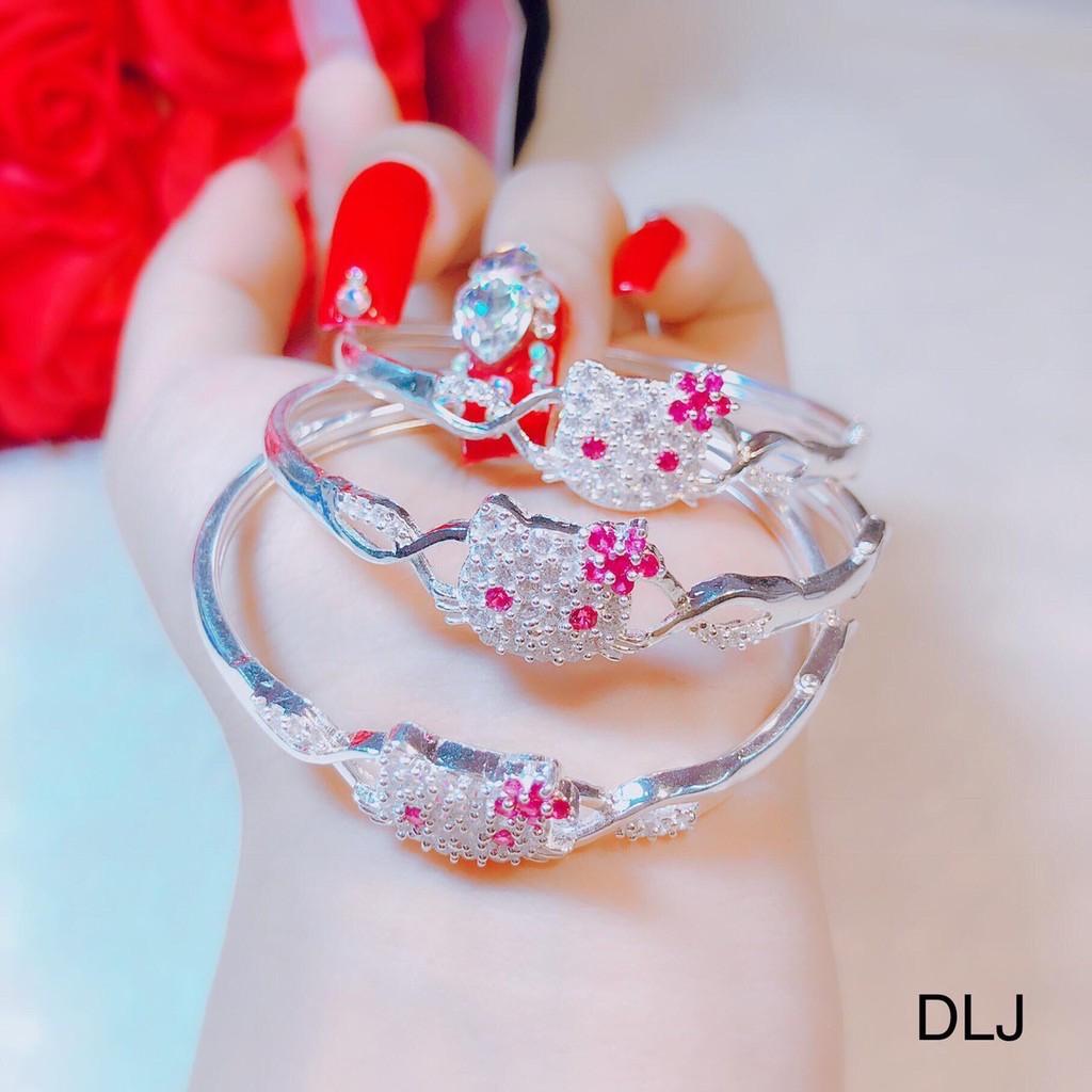 Lắc tay bạc đẹp cho bé,vòng tay mèo hello kitty cho bé