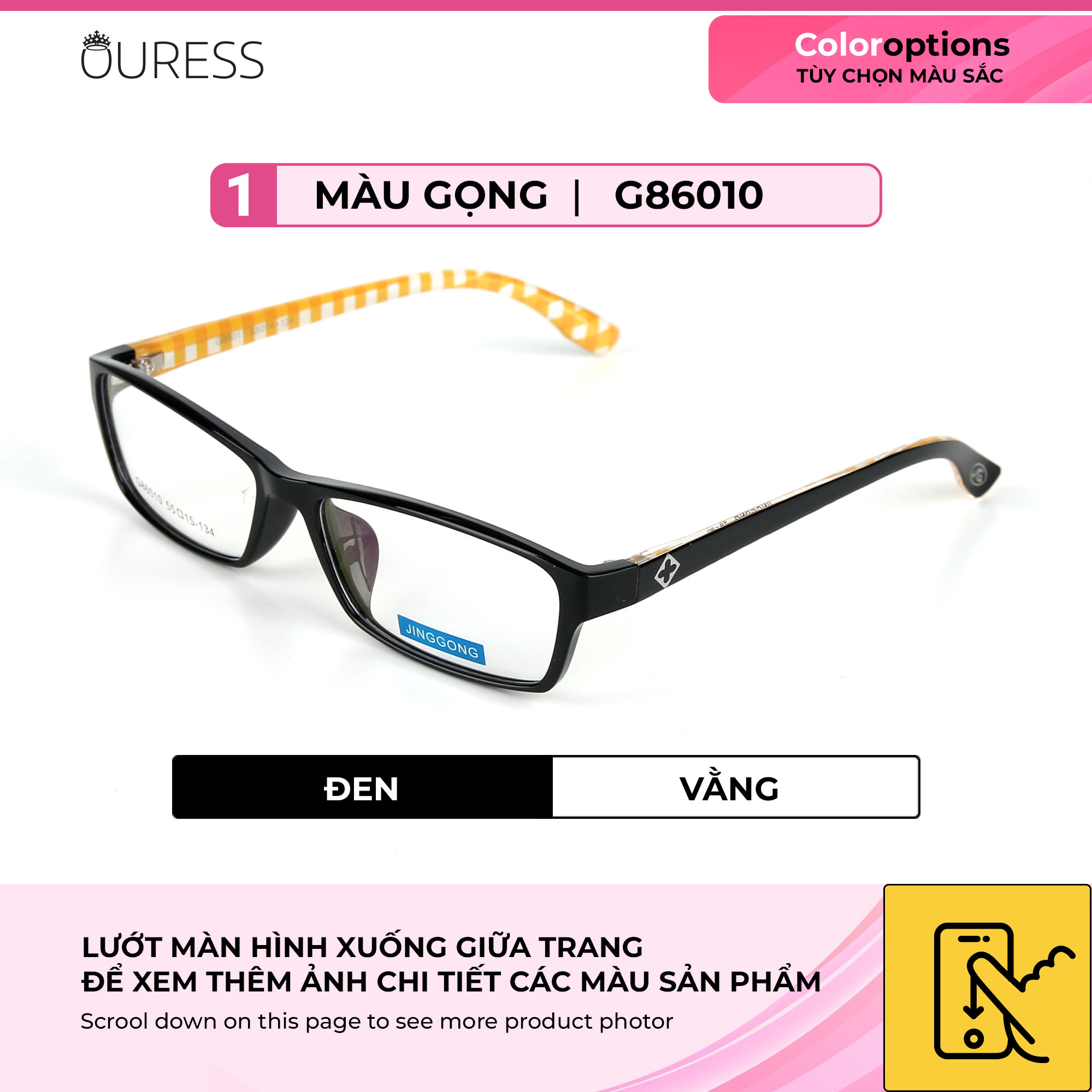 Gọng kính nhựa dẻo tr90 thời trang nam nữ Ouress 86010