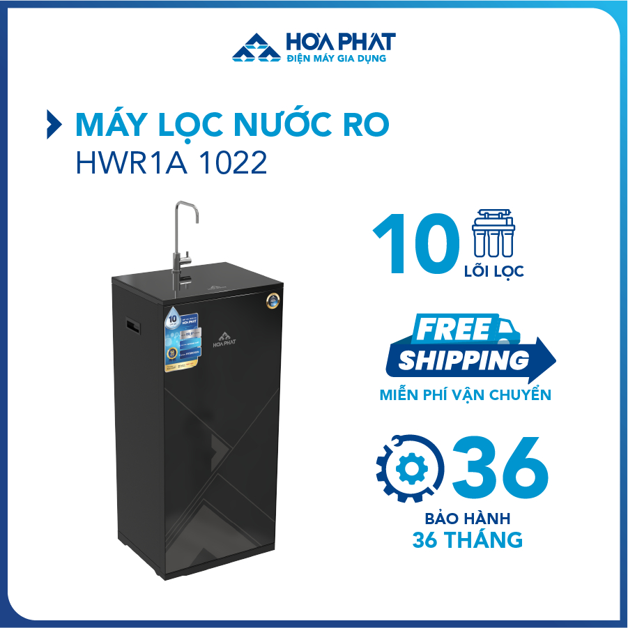 Máy lọc nước RO tủ đứng 10 lõi Hòa Phát HWR1A1022 hiện đại uống trực tiếp tại vòi - Bảo hành 36 tháng - Hàng chính hãng