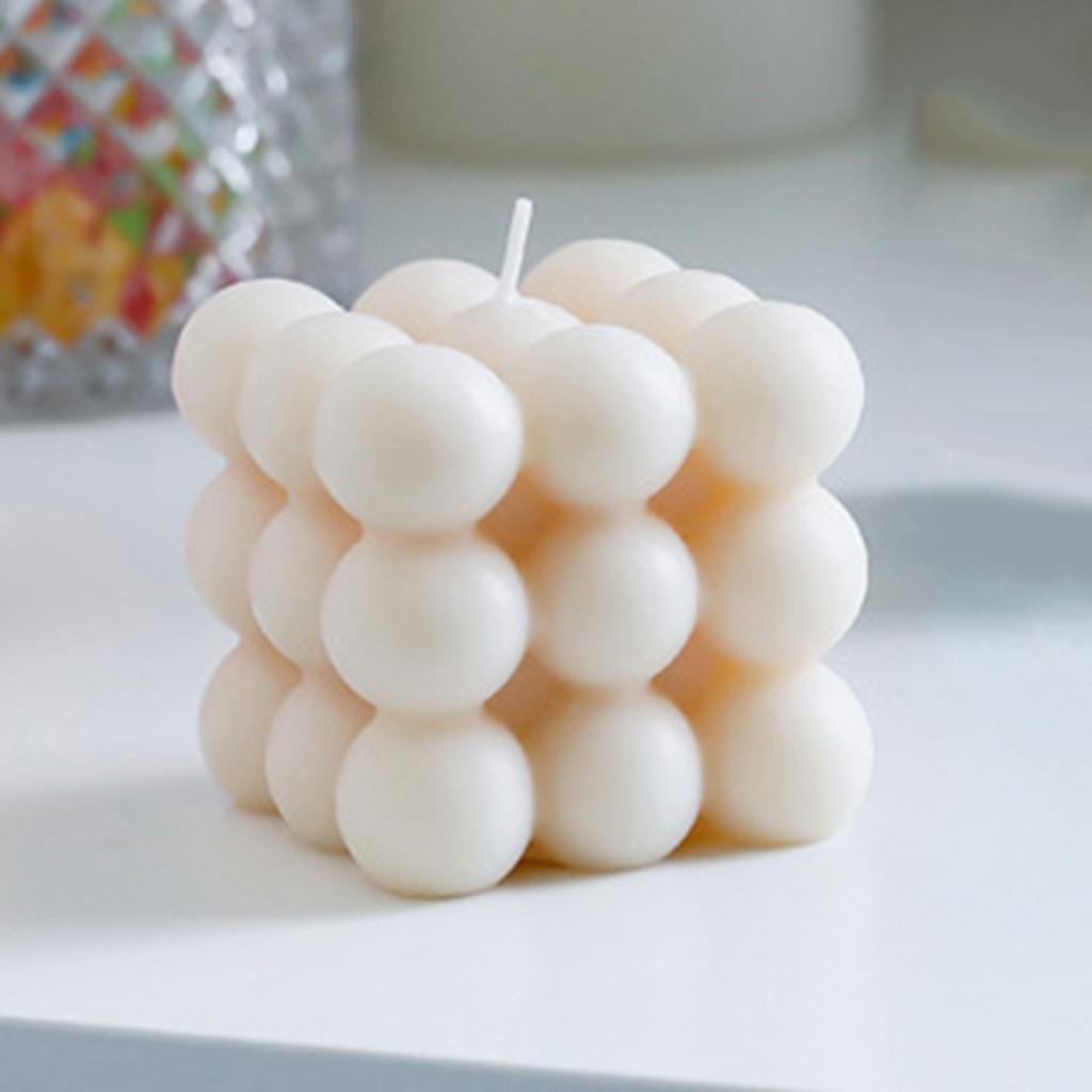 3xCube Candle Soy Wax Small INS Bedroom Office Nursery Decor Dessert Candle white