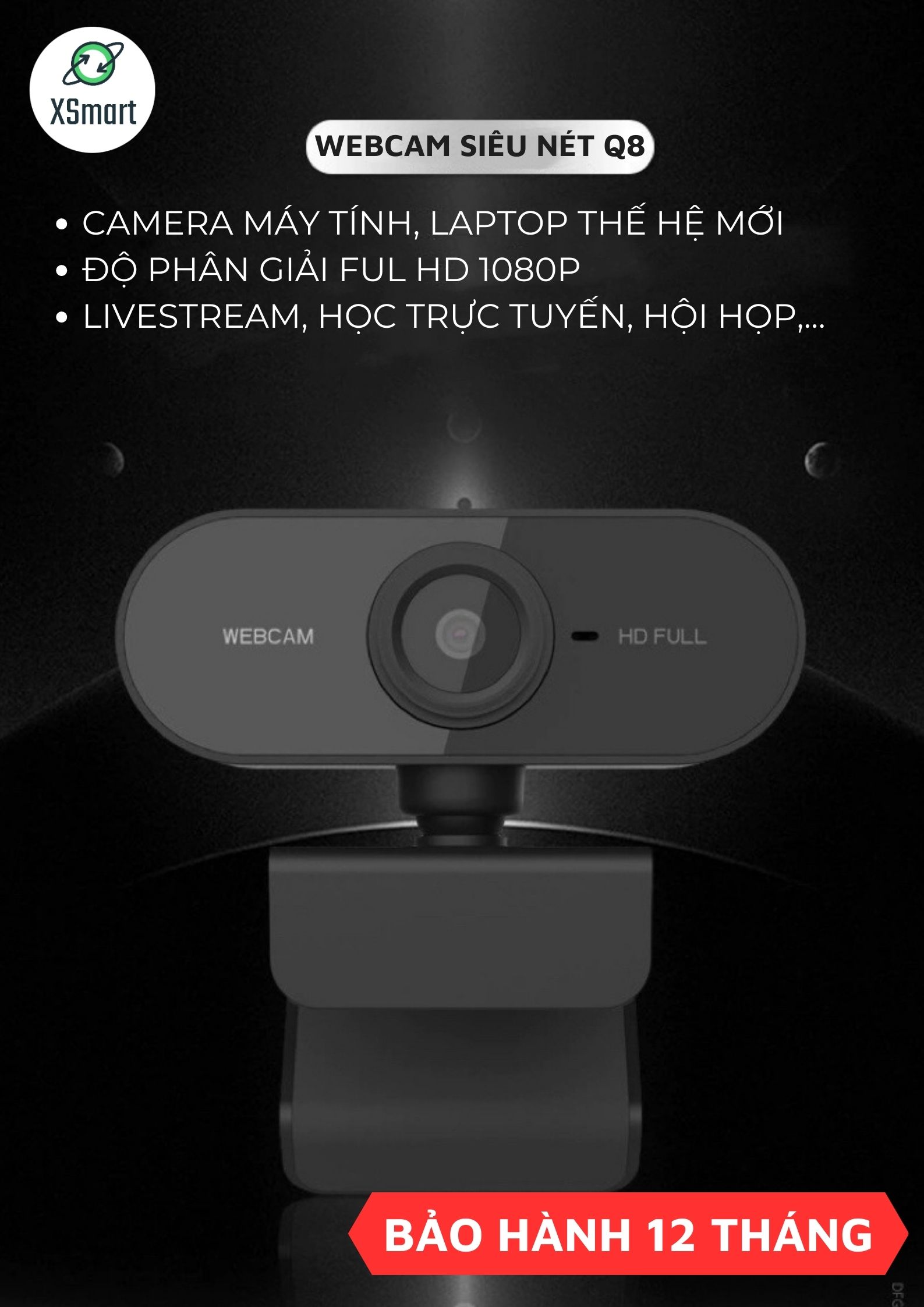 Webcam Máy Tính Laptop Q8 Chất Lượng Full HD Hình Ảnh Sắc Nét Camera Video Mượt Mà 30FPS Cho Livestream, Học Trực Tuyến-Hàng Chính Hãng