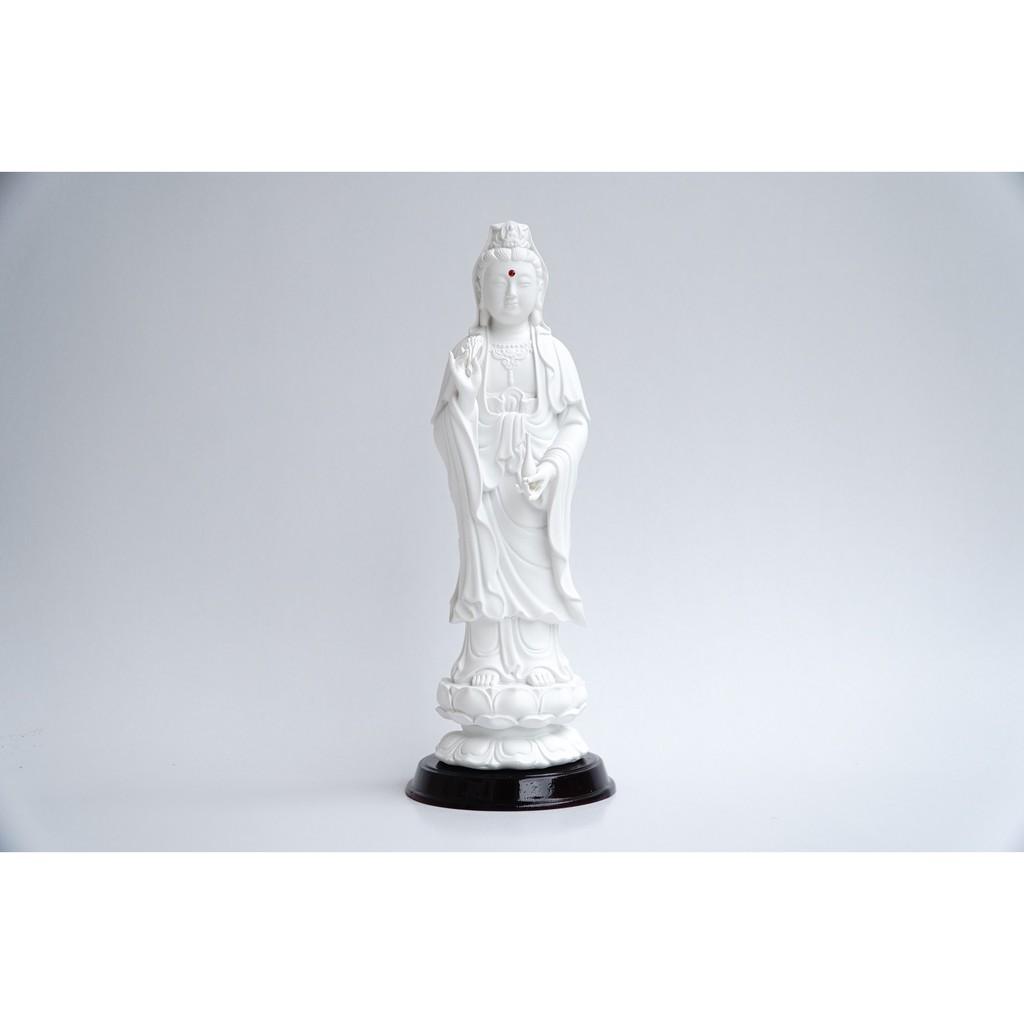 Tượng Phật Bà Quan Thế Âm Bồ Tát đứng trắng ngà - Cao 25cm