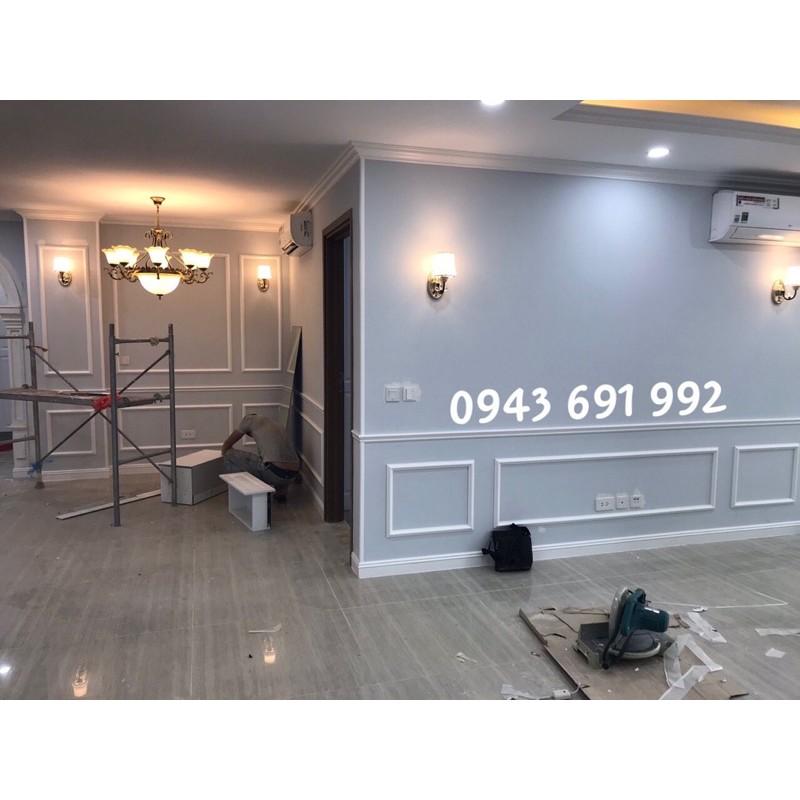 Phào Chỉ nhựa composite màu trắng hoàn thiện trang trí tường nền ghi xám cho căn hộ chung cư
