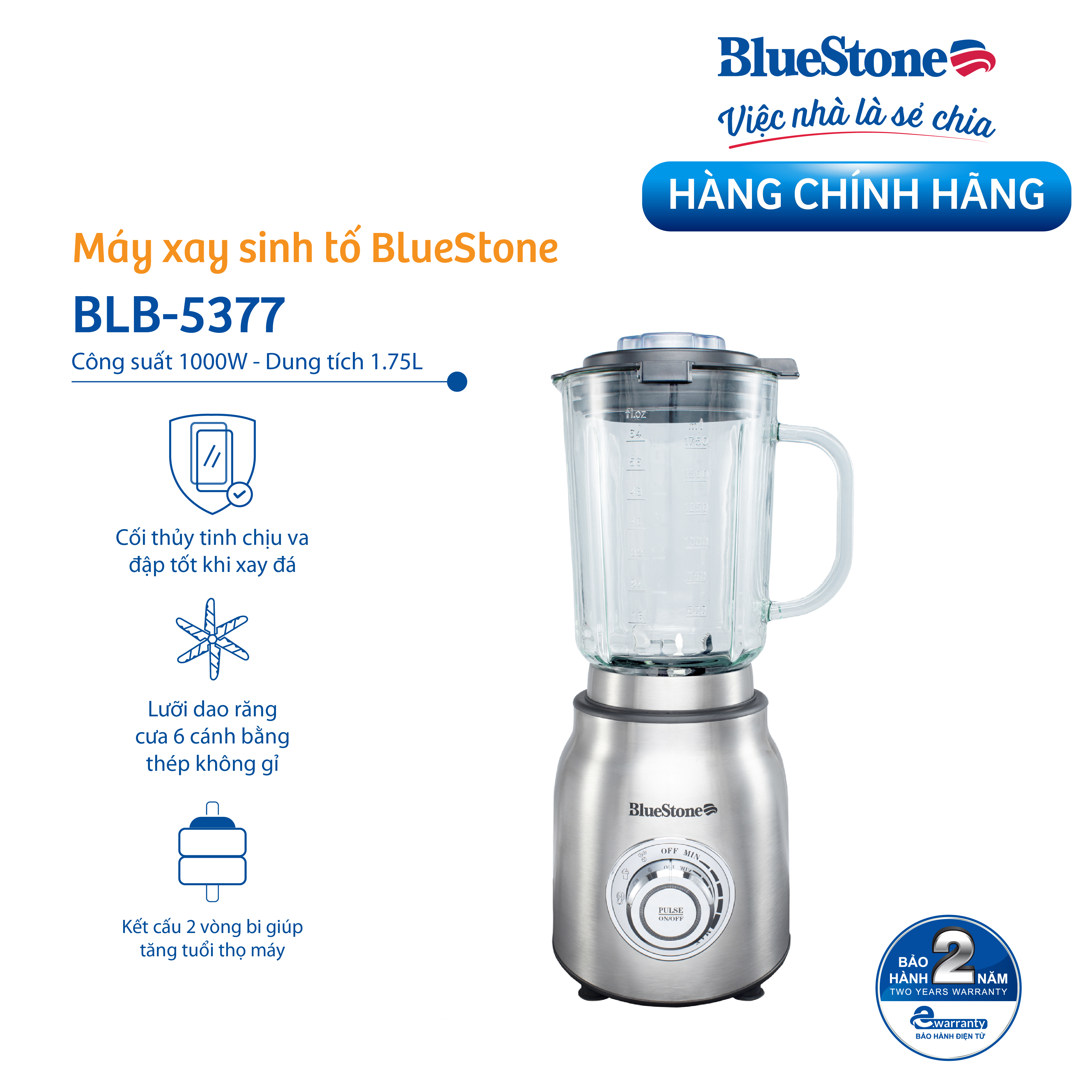 Máy xay sinh tố BlueStone BLB-5377 - Hàng Chính Hãng