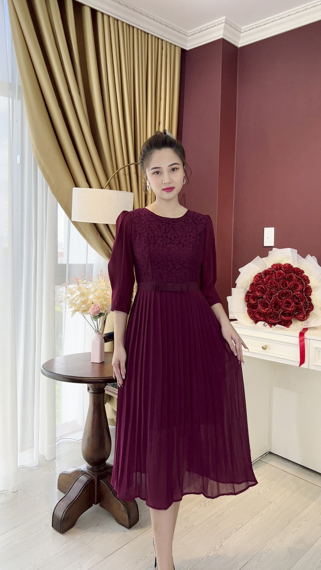 Đầm Trung Niên [ Linh Trà ] (TM 678) Trẻ Trung Thiết Kế Trang Nhã Thanh Lịch Đi Làm Đi Tiệc Cho Bà Cho Mẹ U40 U50
