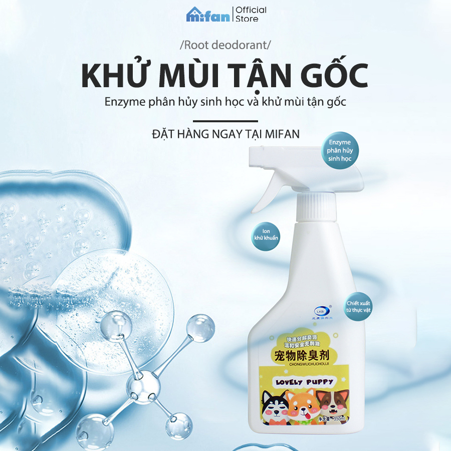 Chai Xịt Khử Mùi Chó Mèo Lkb 350ml MIFAN -  Diệt khuẩn Enzyme khử mùi hôi nước tiểu thú cưng - Chiết xuất thực vật, An toàn