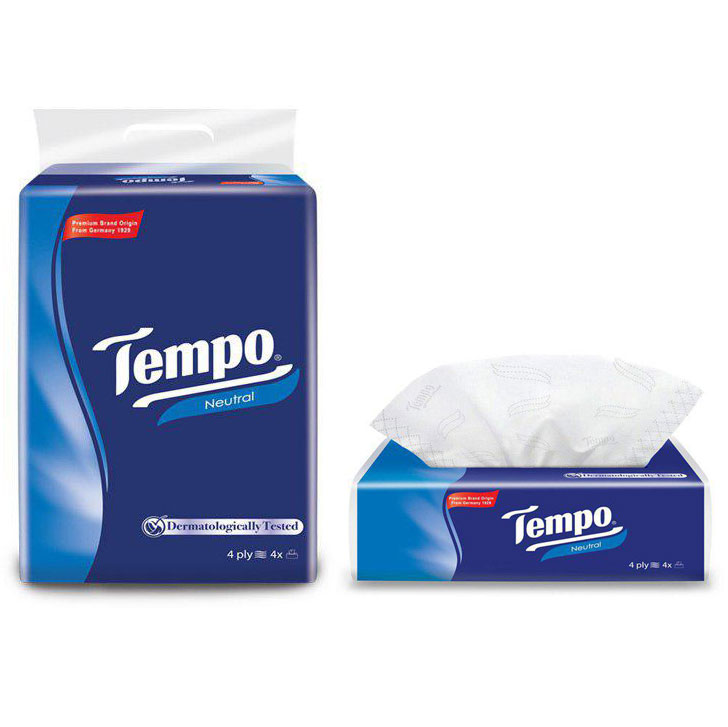 Lốc 4 gói Khăn giấy Tempo Softpack NEUTRAL - gói 90 tờ